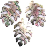 1pc 34x23mm Black Lip Shell Monstera Leaf Pendant (See Photos for Variation)