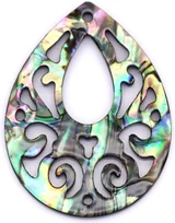 1pc 32x25mm Abalone Shell (Assembled) Filigree Teardrop Pendant (See Photos for Variation)