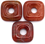 1pc Approx. 30mm Red Jasper Square Donut Pendant (See Photos for Variation)