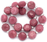 Approx. 7.5" Strand 8.5mm Pink Rhodonite Faceted Coin Beads