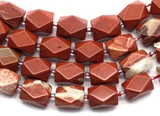 Approx. 7.5" Strand 14x10mm Red Jasper Faceted Cubic Rectangle Beads