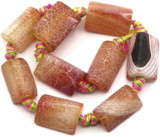 Approx. 7.5" Strand 14-17mm Matte Crackle Agate (Dyed/Heated) Triangle Beads, Red-Orange