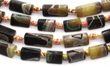 Approx. 7.5" Strand 13-25mm Matte Crackle Agate (Dyed/Heated) Triangle Beads, Black & Brown