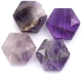 4pc 12x13mm Amethyst Faceted Hexagon Beads