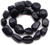 Approx. 7" Strand 6-12mm Blue Goldstone (Man-Made) Tumbled Nugget Beads