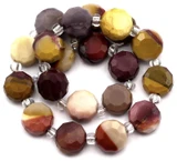 Approx. 7.5" Strand 8mm Mookaite Faceted Coin Beads