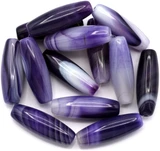 Approx. 15" Strand 31x10mm Purple Agate (Dyed/Heated) Cylinder Beads