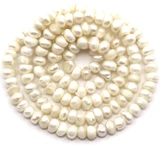 Approx. 13" Strand 3-4mm Cultured Freshwater Button Pearl Beads, Ivory
