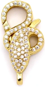 25x12mm 18k Gold-Plated Brass & Cubic Zirconia Snake Clasp
