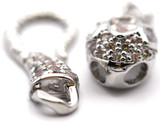 37x9mm Platinum-Plated Brass & Cubic Zirconia Snake Hook & Eye Clasp