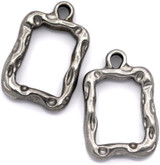 2pc 21x14mm Stainless Steel Hammered-Style Rectangle Charms