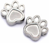 2pc 7mm Stainless Steel Paw Print Beads