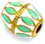 13x11.5mm Enameled Stainless Steel Bicone Bead, Gold/White/Mint