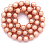 Approx. 15" Strand 8mm Shell Pearl Textured Round Beads, Copper
