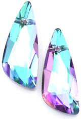 2pc 23x10mm Crystal Asymmetric Drop Pendants, Crystal AB