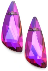 2pc 23x10mm Crystal Asymmetric Drop Pendants, Crystal Vitrail Pink