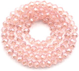 Approx. 14" Strand 4x3mm Faceted Rondelle Crystal Beads, Light Rose AB