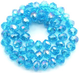 Approx. 14.5” Strand 8x7mm Crystal Faceted Rondelle Beads, Cerulean AB