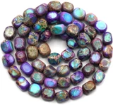 Approx. 15.5" Strand 6-8mm Regalite (Dyed/Man-Made) Nugget Beads, Purple & Turquoise Blue