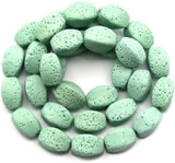 Approx. 15" Strand 12x8mm Lava Stone (Dyed) Faceted Oval Beads, Mint