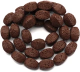 Approx. 15" Strand 12x8mm Lava Stone (Dyed) Faceted Oval Beads, Chocolate
