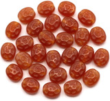 Approx. 5-Gram Bag (About 26pc) of 7x6mm Czech Pressed Glass Filigree Oval Beads, Carnelian