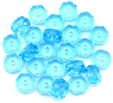 Approx. 10-Gram Bag (About 22pc) 8x4mm Czech Fire-Polished Faceted Glass Rondelle Beads, Pale Aqua