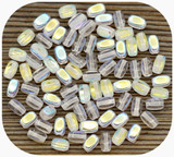 Approx. 10-Gram Bag (About 70pc) of 6x4mm Czech Pressed Glass Rice Beads, Crystal AB