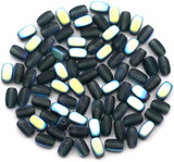 Approx. 10-Gram Bag (About 70pc) of 6x4mm Czech Pressed Glass Rice Beads, Matte Montana Blue AB