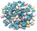 Approx. 10-Gram Bag (About 70pc) of 6x4mm Czech Pressed Glass Rice Beads, Matte Aqua Vitrail Light