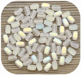 Approx. 10-Gram Bag (About 70pc) of 6x4mm Czech Pressed Glass Rice Beads, Matte Crystal AB