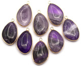 1pc 35x21mm Amethyst Baroque Teardrop Pendant, Gold