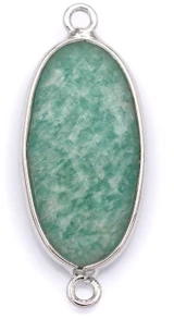 1pc 28x11mm Amazonite Faceted Oval Focal Link, Silver