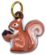 15x14mm Stainless Steel Printed Squirrel Charm, Brown