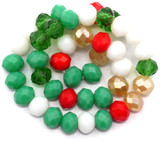 Approx. 8.5" Strand 6x5mm Crystal Faceted Rondelle Beads, Country Christmas Mix
