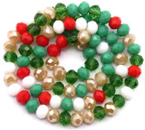 Approx. 17" Strand 6x5mm Crystal Faceted Rondelle Beads, Country Christmas Mix