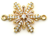 20x14mm 18k Gold-Plated Brass & Cubic Zirconia Snowflake Link