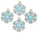 4pc 22x18mm Enameled Snowflake Charms, Silver/Blue