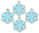 4pc 21x17mm Enameled Snowflake Charms, Silver/Blue