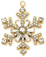 29x23mm 18k Gold-Plated Stainless Steel & Rhinestone Snowflake Pendant, Crystal