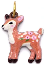 19x15mm Stainless Steel Enameled Deer Charm, Brown