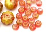 4-13mm Czech Pressed Glass Autumn Bead Mix in Scarlet Sunset