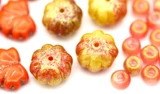 4-4-13mm Czech Pressed Glass Autumn Bead Mix in Scarlet Sunset