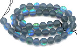 Approx. 15" Strand 8mm Manmade Moonstone Glass Beads, Matte Gray Mist
