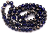 Approx. 16" Strand 8x6mm Crystal Rondelle Beads, Sapphire/Bronze
