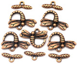 5 Sets 20x15mm Dragonfly Toggle Clasp, Antique Copper