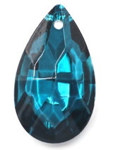 30mm Cut Glass Crystal Teardrop Pendant, Foil-Backed Deep Capri Blue