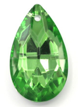 30mm Cut Glass Crystal Teardrop Pendant, Foil-Backed Peridot