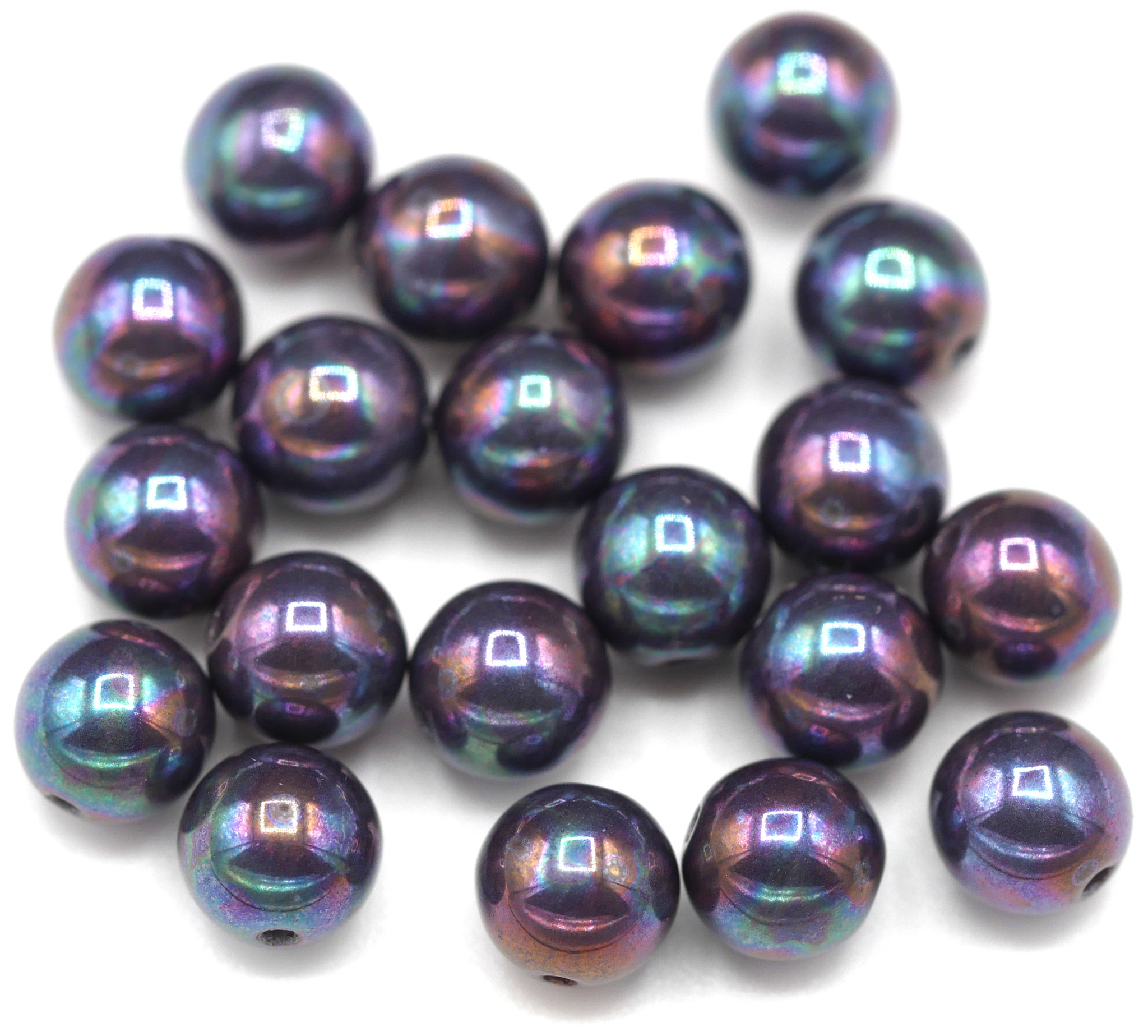 20pc 6mm Czech Pressed Glass Druk Round Beads, Jet Nebula Bead Box