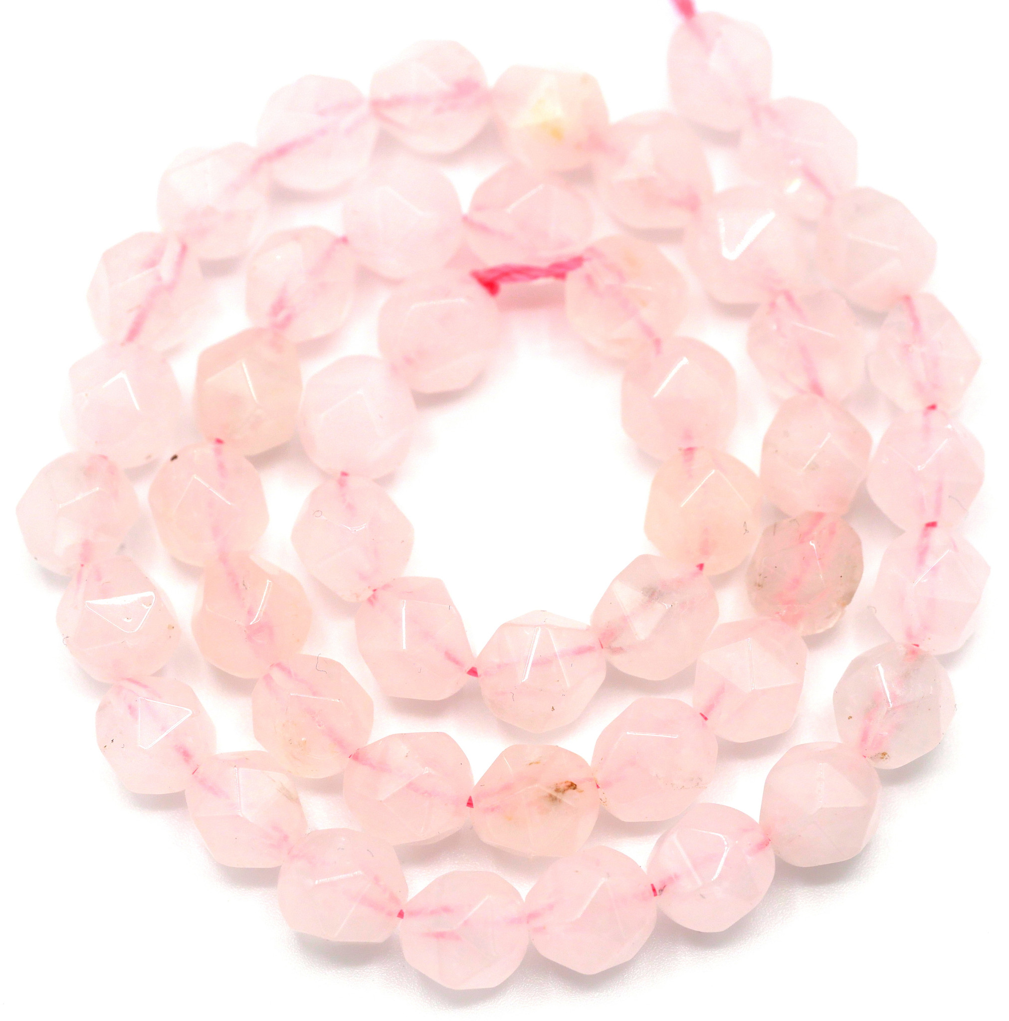 Approx 15 Strand 8mm Rose Quartz English Cut Faceted Round Beads Bead Box Bargains